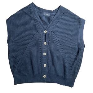 Able Black Button Down 100% Cotton Vest Size Small